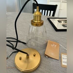 Brass Pendant Light - Clear Glass Shade from Jonathan Y Lighting
